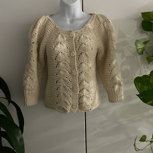 Falls vintage chunky knit cotton cream sweater - Picture 8 of 11